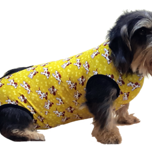 műtét utáni ruha kutya sárga fényesített átlátszó